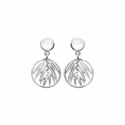 Boucles d'oreilles en argent rhodié et nacre