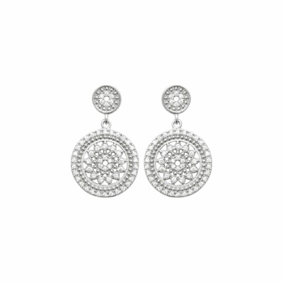 Boucles d'oreilles en argent rhodié et oxydes de zirconium