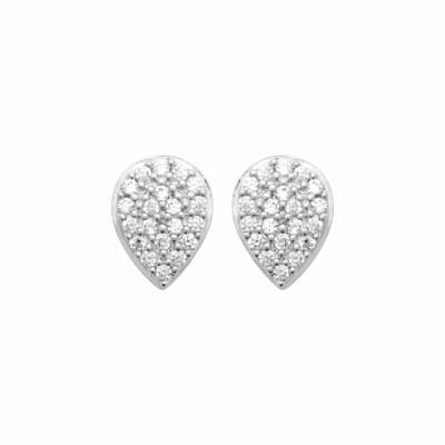 Boucles d'oreilles en argent rhodié et oxydes de zirconium