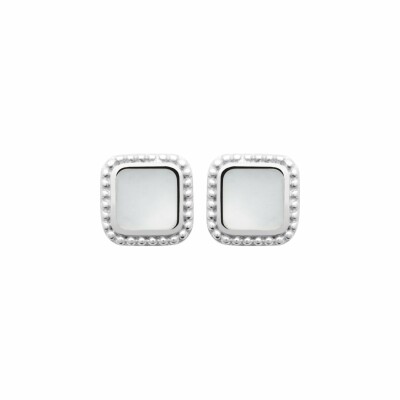 Boucles d'oreilles en argent rhodié et nacre