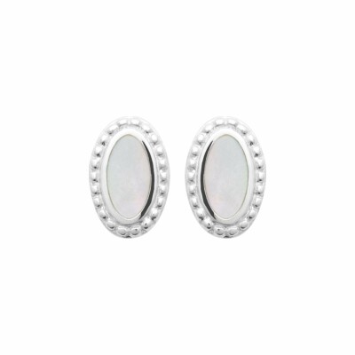 Boucles d'oreilles en argent rhodié et nacre