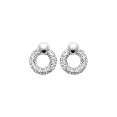 Boucles d'oreilles en argent rhodié et oxydes de zirconium