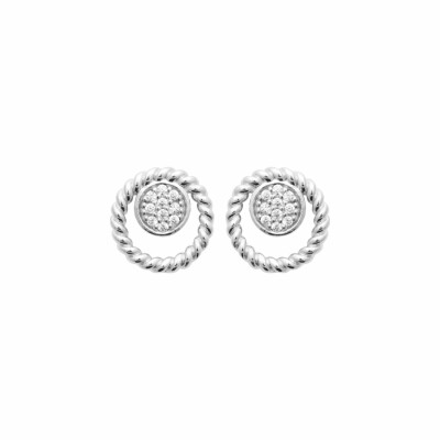 Boucles d'oreilles en argent rhodié et oxydes de zirconium