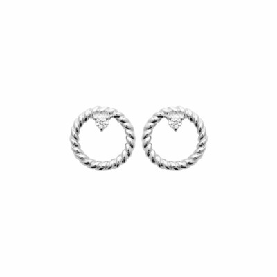 Boucles d'oreilles en argent rhodié et oxydes de zirconium