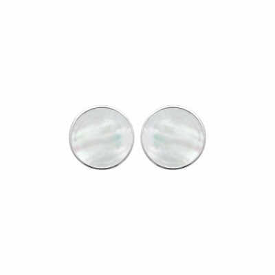 Boucles d'oreilles en argent rhodié et nacre