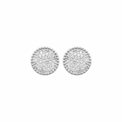Boucles d'oreilles en argent rhodié et oxydes de zirconium