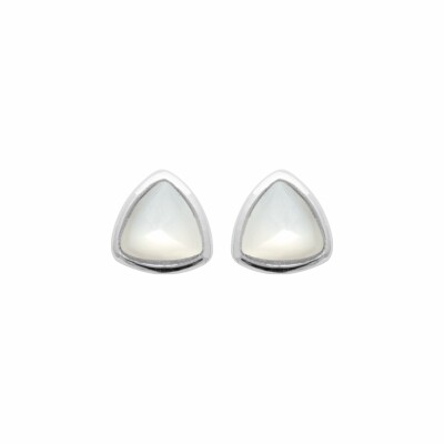 Boucles d'oreilles en argent rhodié et nacre