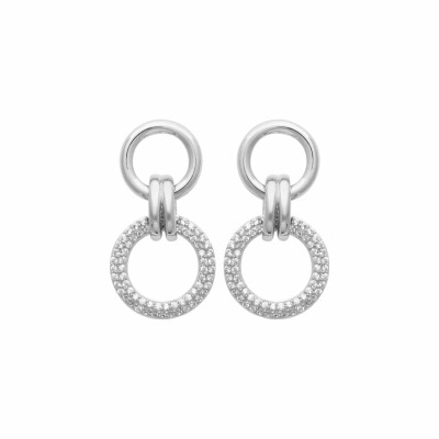 Boucles d'oreille pendantes en argent rhodié et oxydes de zirconium