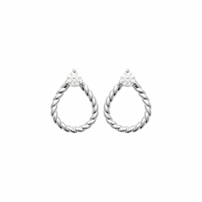 Boucles d'oreilles en argent rhodié et oxydes de zirconium