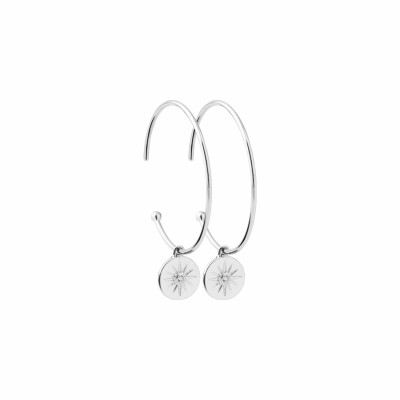 Boucles d'oreilles en argent rhodié et oxydes de zirconium