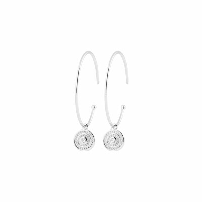 Boucles d'oreilles créoles en argent rhodié et oxydes de zirconium