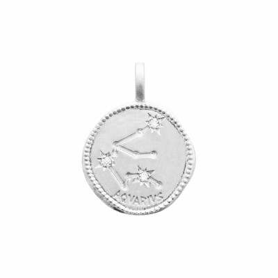 Pendentif Verseau en argent rhodié et oxydes de zirconium