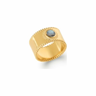 Bague en plaqué or et labradorite