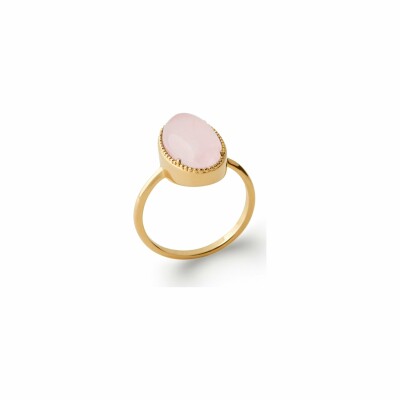 Bague en plaqué or et quartz rose