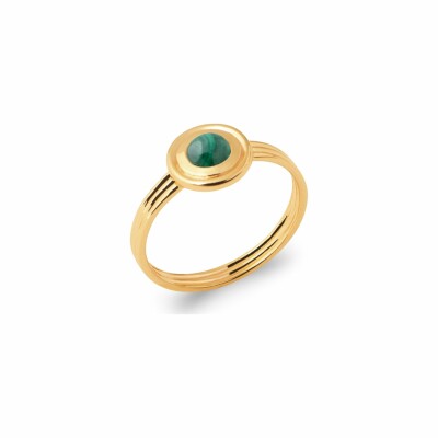 Bague en plaqué or et malachite