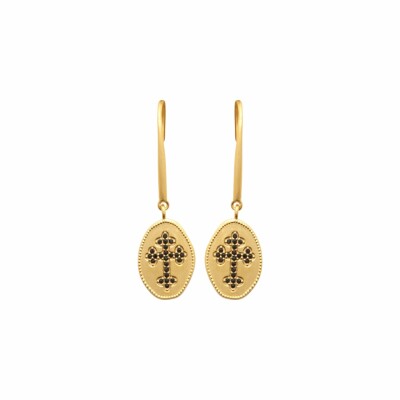 Boucles d'oreilles en plaqué or et pierre synthétique