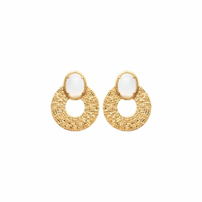 Boucles d'oreilles en plaqué or et pierre de lune