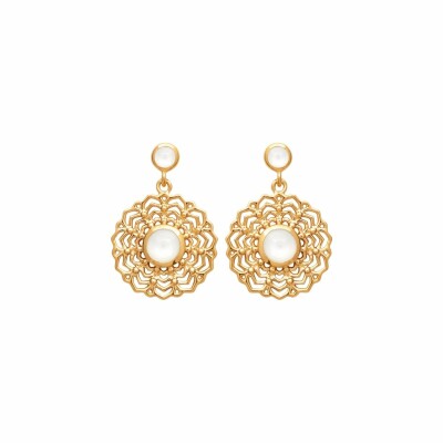 Boucles d'oreilles en plaqué or et pierre de lune