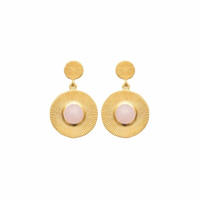 Boucles d'oreilles en plaqué or et quartz rose