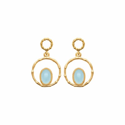 Boucles d'oreilles en plaqué or et agate bleue
