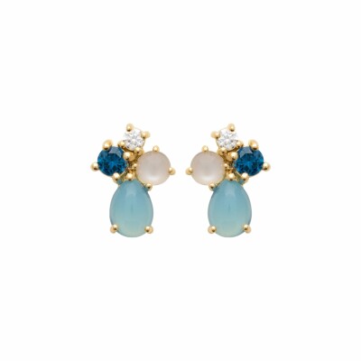 Boucles d'oreilles en plaqué or et pierre véritable