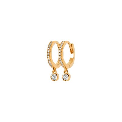 Boucles d'oreille pendantes créoles en plaqué or et oxydes de zirconium