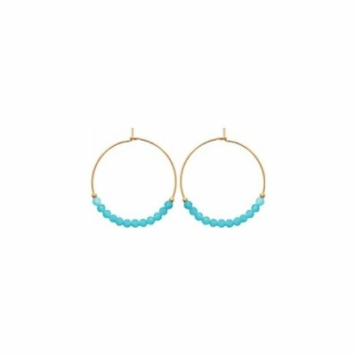 Boucles d'oreilles créoles en plaqué or et aigue-marine