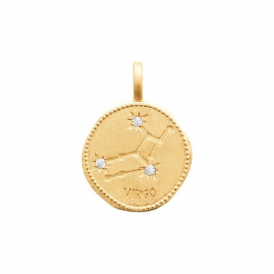 Pendentif Vierge en plaqué or et oxydes de zirconium