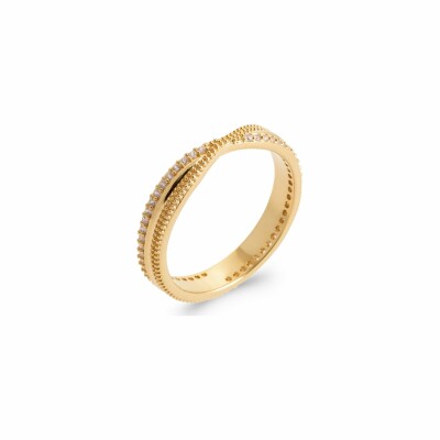 Bague en plaqué or et oxydes de zirconium