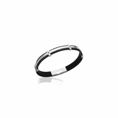 Bracelet jonc en acier PVD noir, 60cm