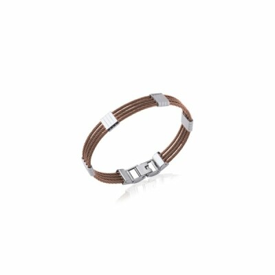 Bracelet jonc en acier PVD marron, 66cm