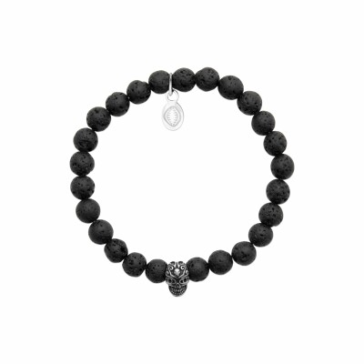 Bracelet en acier et pierre de lave