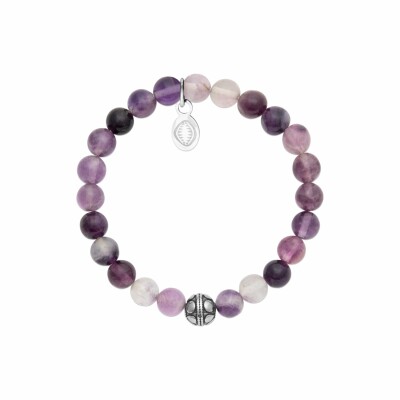 Bracelet en acier et fluorite