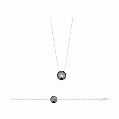 Bracelet en argent rhodié et émail, 18cm