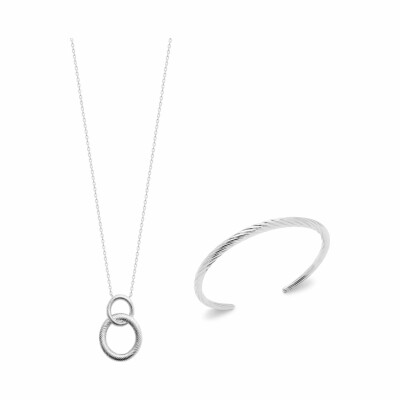 Collier en argent rhodié, 45cm