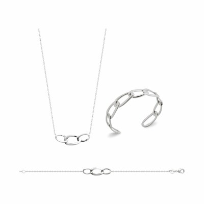 Bracelet jonc en argent rhodié, 58cm