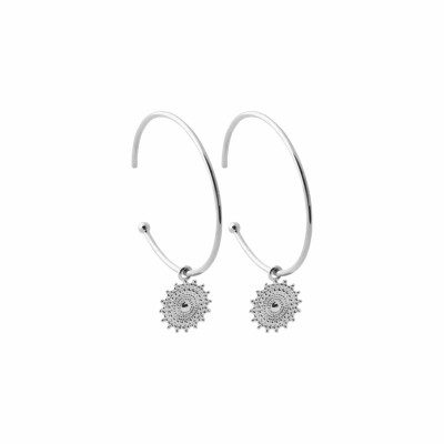 Boucles d'oreilles créoles en argent rhodié