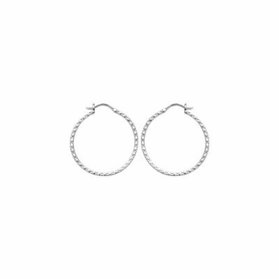 Boucles d'oreilles créoles en argent rhodié
