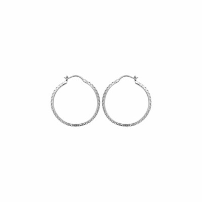 Boucles d'oreilles créoles en argent rhodié