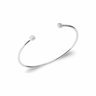 Bracelet jonc en argent rhodié et oxydes de zirconium
