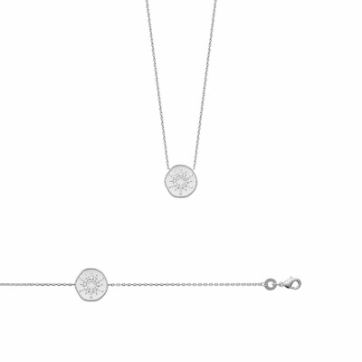 Collier en argent rhodié et oxydes de zirconium, 45cm