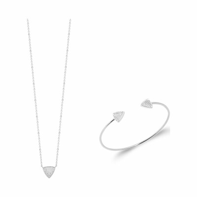 Bracelet jonc en argent rhodié et oxydes de zirconium