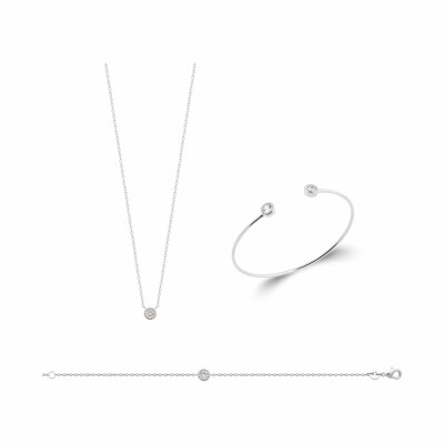 Bracelet jonc en argent rhodié et oxydes de zirconium