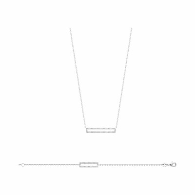 Bracelet en argent rhodié et oxydes de zirconium, 18cm