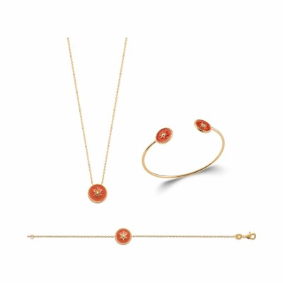 Collier en plaqué or et émail, 45cm