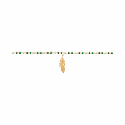 Chaîne de cheville en plaqué or et perle miyuki, 25cm