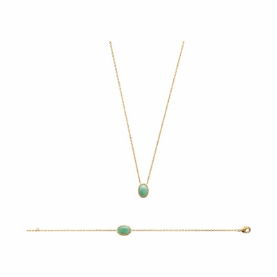 Collier en plaqué or et aventurine, 45cm