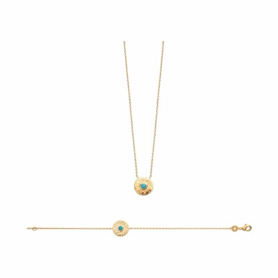 Collier en plaqué or et pierre synthétique, 45cm