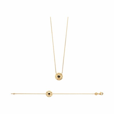 Bracelet en plaqué or et pierre synthétique, 18cm