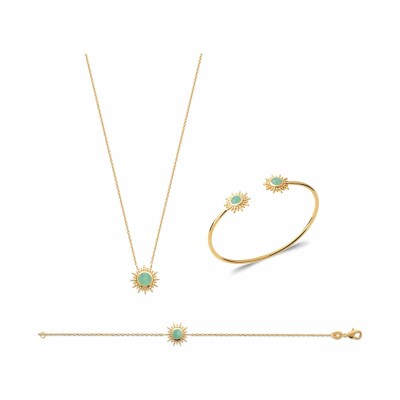 Bracelet en plaqué or et aventurine, 18cm